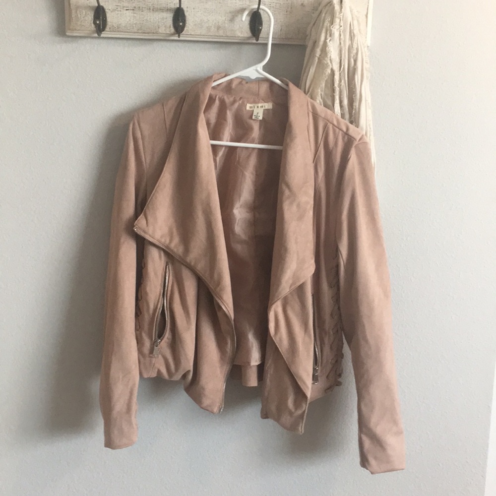 Francesca’s Suede Taupe Open Lapel Jacket